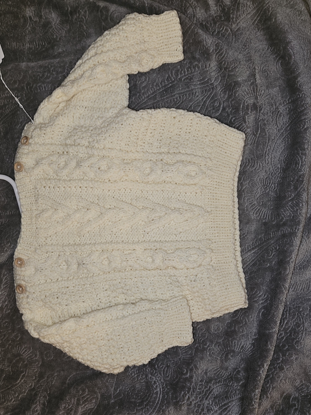 Cream Cable Knit Button-Shoulder Women's Sweater